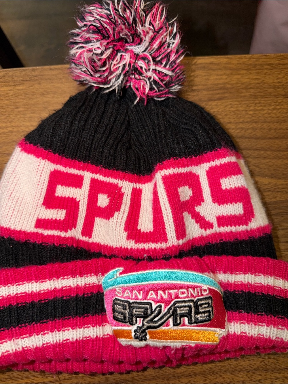 New Era San Antonio Spurs Pink Pom Beanie Youth Women One Size NBA